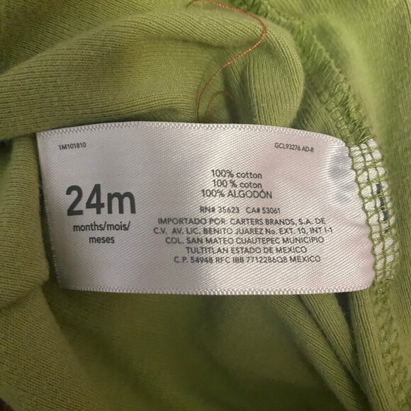 Carter’s Green Bear Print Baby Bodysuit 24M – Unisex Cotton One-Piece - Picture 7 of 7